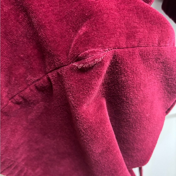 TJ Lawford Turkish Cotton Robe Womens  Medium Red Crown crest Terrycloth Belted - Picture 8 of 9